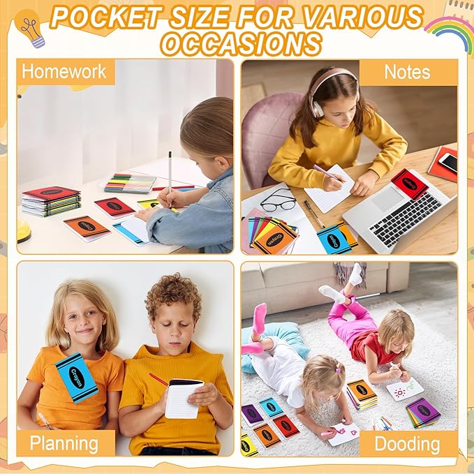 24 Pack Mini Crayon Notebooks Back to School Bulk Favor Crayons Pattern Small Journals Pocket Notepad Cute Notebook for Students Teacher Appreciation Gift First Day of School Classroom Prize 5x3 Inch
