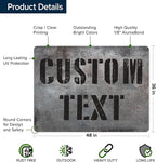 Custom Sign, Custom Street Sign, 11 Font Colors, 13 Font Styles, 4 Hole Options, 22 Sizes, 36x48 Inches, Rust Free DiBound, Fade Resistant, Made in USA by My Sign Center (Grunge Metal)