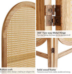 Asnefeli Room Divider 3 Panels, Hand-Woven Rattan Room Divider Wall, Foldable Wood Divider Screen, Creative Divider Wall, Folding Privacy Screens, Unique Design Privacy Divider Panel (Natural)