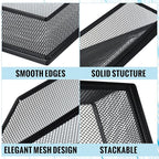 Hicarer 4 Pcs Black Metal Letter Tray Stackable Desk Tray Single Wire Mesh Organizer Front Load File Paper Holder for Desktop Office Home School Classroom (12.8 x 9.84 Inch)
