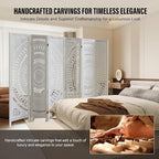 ALeesing 6 Panel Wood Room Divider Fully Assembled, Decorative Room Dividers and Folding Screens, 5.6Ft Room Divider Screen Freestanding Partition Wall Dividers for Home Bedroom Office, White