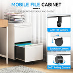 Bestoo 2-Drawer Mobile File Cabinet with Lock, Metal Filing Cabinet on Wheels for Home Office Under Desk, Fits File Folders, Letter/Legal/F4/A4 Size, Assembly Required (White)