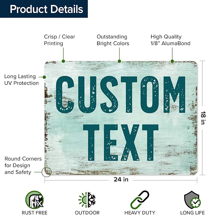 Custom Sign, Custom Street Sign, 11 Font Colors, 13 Font Styles, 4 Hole Options, 22 Sizes, 18x24 Inches, Rust Free DiBound, Fade Resistant, Made in USA by My Sign Center (Shabby Chic)