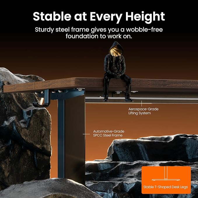 ErGear Electric Standing Desk, 44 x 24 Inches Height Adjustable Stand up Desk, Sit Stand Home Office Desk, with Two-Piece Desktop (Espresso)