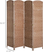 HOMCOM Room Divider, 4 Panel Folding Privacy Screen, 6FT Tall Portable Wicker Weave Partition Wall Divider for Bedroom, Home Office, Natural