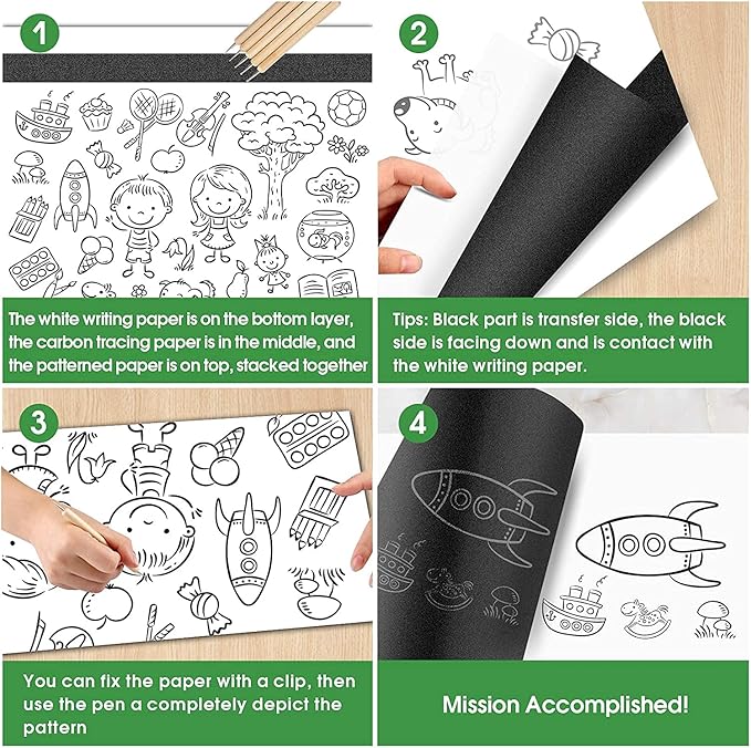 Blue Carbon Paper for Tracing Graphite Transfer-Paper - PSLER 30 Pcs Graphite Paper for Tracing Drawing Patterns on Wood Projects Canvas Fabric Artist Lettering Sketch Drawing A4 Size 8.5 X 11 Inch