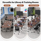 Goakwwuz Conference Room Table, Folding Conference Tables,Thicken Grey Tabletop,Flip Top Wooden Seminar Meeting Room Table for Conference Room Offices (2, Walnut, 47.2“)