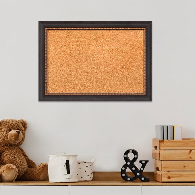 Amanti Art Natural Cork Board for Wall, 15x21 Vision Board with Black Wood Frame, Small Corkboard Office Decor for Home Organization, Traditional Corkboard Pinboard to Display Items for Home