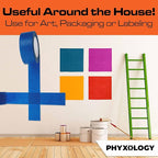 No-Residue Blue Painters Tape 2 inch 4x 60 Yard Roll. Easy-Tear, Pro-Grade Removable Masking Tape Great for Home, Office, Commercial Contractor. Clean, Drip-Free Painting w/ Wide Crepe Paper Rolls
