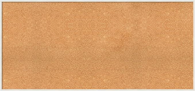 Amanti Art Natural Cork Board for Wall, 25x53 Vision Board with White Frame, Oversize Corkboard Office Decor for Home Organization, Modern Corkboard Pinboard to Display Items for Home Organization in