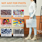 ALINK Photo Storage Box with Handle, 4" x 6" Photo Case Craft Keeper Organizer Container with 16 Inner Case and Label for Pictures, Arts, Crafts, Sewing, Stickers, Office Supplies - Clear