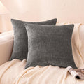 Amazon Basics Chenille Throw Pillow Covers, Home Decor Cushion Cover for Bedroom Living Room Couch Bed, 18" W × 18" L, Dark Gray