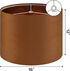 GO&SO Large Lampshade Replacement,Burnt Orange Velvet Drum Lamp Shades Set of 1-16" Top x 16" Bottom x 12" High(Spider)- Modern Fabric Lampshade for Floor Lamps,Table Lamp -Assembly Require