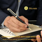 MCNTEIK 317 Fountain Pen,Stunning Luxury Black Piano Lacquer,18K Gilded Nib(Fine),Gorgeous 24K Gold Finish, Ink Converter,Fancy Gift for Men&Women-Elegant,Executive,Office,Nice Pens for Writing