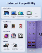 SAIPKYGS USB Charging Station (600W),12-Port USB C Charger Block with Dual 100W PD USB-C Fast Charging Station Hub for MacBook Pro/Air/All iPad Phone 17/16 15/14/13/Pro Max/Samsung Galaxy Note(Purple)