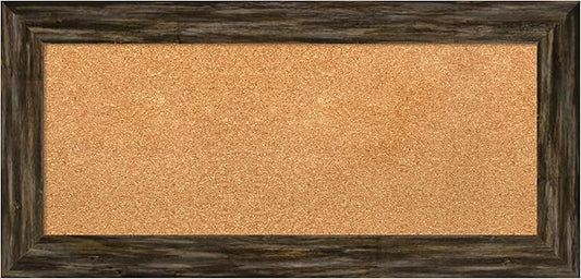 Amanti Art Natural Cork Board for Wall, 17x35 Vision Board with Brown Wood Frame, Medium Corkboard Office Decor for Home Organization, Country Rustic Corkboard Pinboard to Display Items for Home