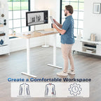 VIVO Dual Motor Electric Sit Stand Desk Frame, 220 lbs Capacity, Memory Controller Height Adjustment, Frame Only, White, DESK-E-200W