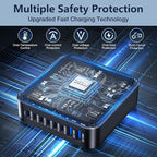 350W USB Fast Charging Station, 8 Port USB C Multi Port Charger Block with PD 100W Fast Charging Station for Multiple Devices, USB Charger Block Compatible iPhone, Android Cell Phone, Tablet, iPad