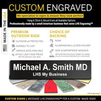 Engraved Custom Door Plate Black Plastic Office Door Sign with White Letters - Made in USA 2x10 B2