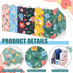 PerKoop 12 Pcs Magazine File Holder Foldable Decorative Cardboard File Folders 6 Patterns Floral Colored Magazine Rack with Printable Sticker Labels for School Office Home Desk (Flower Design)