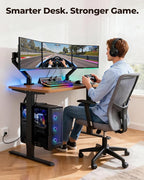 TOPSKY Dual Motor Electric Adjustable Standing Desk with CPU Holder & Power Outlet, Height-Adjustable Desk for Home Office, Workspace, and Gaming