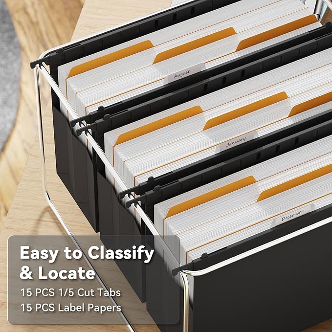 Ansook Extra Capacity Hanging File Folders Legal Size,Heavy Duty 4" Expansion, File Cabinet Folders with 1/5 Tabs,6 Pack Expandable File Folder Organizer,Hang Folder for File Frame & File Box