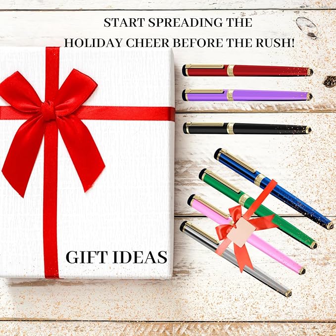 Dryden Designs Fountain Pen - Medium and Fine Nibs | Includes 24 Ink Cartridges and Ink Refill Converter | Calligraphy Pen, Consistent Writing, Smooth Flow - Emerald Green.