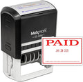 MaxMark Large Self-Inking Rubber Date Office Stamp with Paid Phrase & Date - Red Ink, 12-Year Band - Style 3