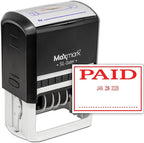 MaxMark Large Self-Inking Rubber Date Office Stamp with Paid Phrase & Date - Red Ink, 12-Year Band - Style 3