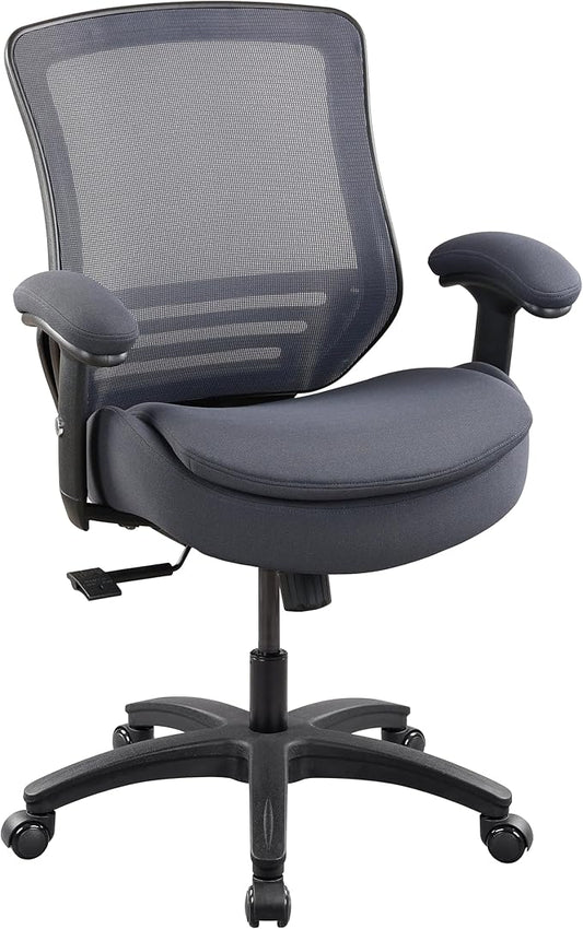 400lbs Ergonomic Office Chair with Double Seat Cushion and Soft Armrests for Executive Computer Desk with Built-in Lumbar Support(Gray)