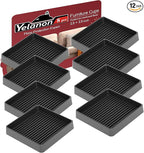 Yelanon 8pcs 2.5" Non Slip Furniture Pads for Hardwood Floors - Anti Skid Grippers Rubber Feet Floor Protectors Stoppers to Prevent Sliding for Bed Couch Wood Furniture (Black)
