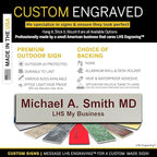 Engraved Name Plates for Door Sign Personalized Gray Plastic Plaque with Maroon Letters - Made in USA 2x12 B21
