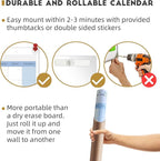 CLEVER CLEAN Large Dry Erase Wall Calendar 5 Feet- 48"x60" 2026 Undated Yearly Planner for Home, Office, School Projects - Jumbo Erasable Laminated Task Organizer