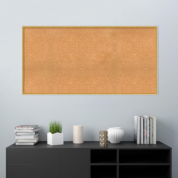 Amanti Art Natural Cork Board for Wall, 29x57 Vision Board with White Frame, Oversize Corkboard Office Decor for Home Organization, Modern Corkboard Pinboard to Display Items for Home Organization in