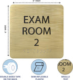 6" X6" Exam Room 2 Sign - ADA Compliant Tactile Graphics Grade 2 Braille Text Acrylic Wall Signs - Educational Institution Directional Assistance Test Center Door Sign for Schools