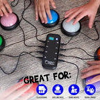 Teacher's Choice Light Up Game Buzzer System, Displays The Winning Player Loud, Unique Sounds for Each Buzzer, Great for Trivia Games, Family Feud, Jeopardy (8 Pack)