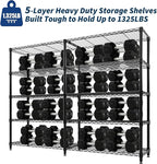 MilleLoom 5-Tier Storage Shelves, 60"W Metal Shelving Unit Heavy Duty Adjustable Garage Corner Wire Rack, H-Shaped/L-shaped Shelf for Kitchens, Pantry Rooms, Basement Storage,13.8"D x 60"W x 70.5"H