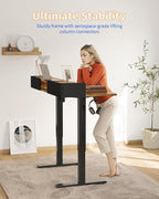 YIHAYO Electric Standing Desk with Drawers, 40 x 24 Inches Adjustable Desk with Storage Shelf, Stand Up Desk with Splice Board, Computer Table for Home Office, Black Frame/Rustic Brown Top