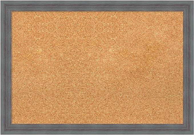 Amanti Art Natural Cork Board for Wall, 18x26 Vision Board with Blue Wood Frame, Medium Corkboard Office Decor for Home Organization, Rustic Farmhouse Corkboard Pinboard to display items for home