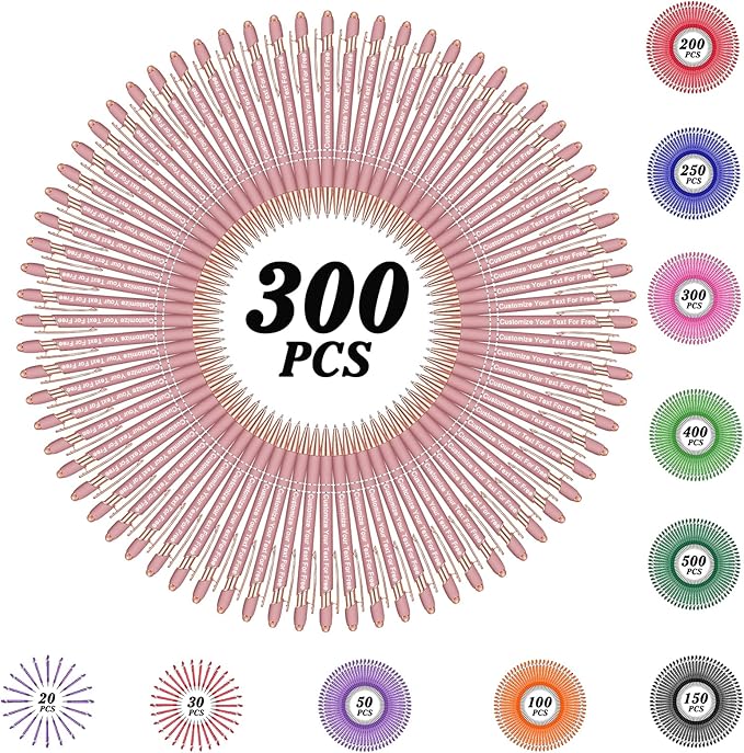 Max 500 Pcs Personalized Pens Bulk, Custom Pens with Free Engraving, Customized Stylus Tip Ballpoint Pen with Your Name Massage Text for School Office Business Graduation Anniversaries-300 Packs