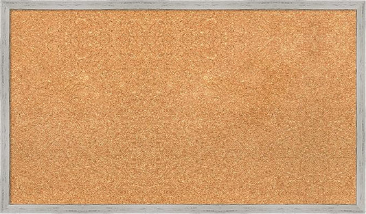 Amanti Art Natural Cork Board for Wall, 17x29 Vision Board with White Frame, Medium Corkboard Office Decor for Home Organization, Cottage Corkboard Pinboard to Display Items for Home Organization in