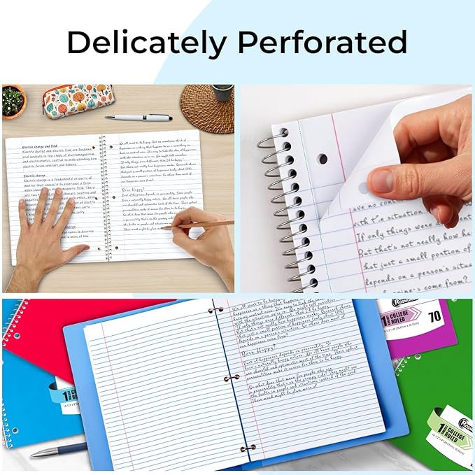 Rosmonde 5000 Packs (Pallet) 1 Subject Notebooks, Spiral Notebook Bulk, College Ruled, 70 Sheets (140 pages), 8 x 10-1/2", Bulk Spiral Notebooks for School Districts & Office, 4-7 Days Transit