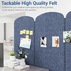 Natwind 5 Panel 122.8 x 71 in Office Room Privacy Protect Space Divider Portable Partition,Wall Folding Cubicle Indoor Freestanding Acoustic Partition Temporary for Office Room, Navy Blue