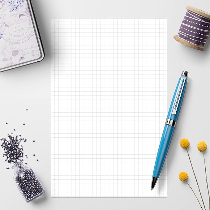 321Done Double Sided Graph Paper Notepad, 0.20 Grid, 5.5x8.5, Made in The USA, Quad Ruled Pad for Writing, Drawing, Sketching, Journaling, Planning (50 Sheets) Thick Paper, Squares on Both Sides