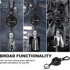 LATTHANT Badge Holder Retractable Clip, Heavy Duty Retractable Keychain with 31.5 in Smooth Steel Cord, Durable 360-degree Rotating Carabiner Badge Holder for Work, Fishing, Car Key, 9 oz