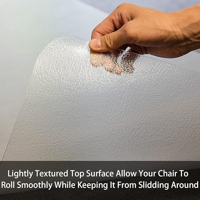 Office Chair Mat for Hardwood Floor, 48”x 36” Vinyl Desk Chair Mat Clear Floor Protector Mat for Rolling Chair Office & Home, Easy Glide and Flat Without Curling