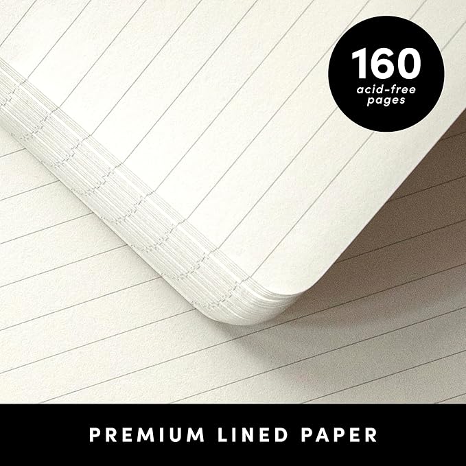 PAPERAGE Lined Journal Notebook, (Red), 160 Pages, Medium 5.6 in x 8 in - 100 GSM Thick Paper – Hardcover Journaling Notebook for Work, School & Note Taking