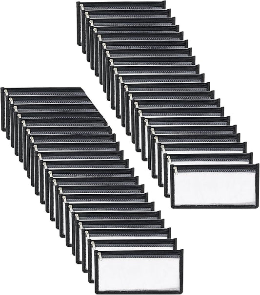 3.9 x 7.8 Clear Cash Register Money Pouch Bank Deposit Bag Check Wallet 40 Pack Zipper Closure