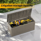 Yardgrace 270 Gallon Heavy Duty Outdoor Storage Box - Extra Large Package Protection for Outside Deliveries, Patio Storage Bench & Resin Deck Chest with Lock, UV-Resistant, Slate Grey