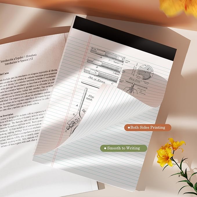 PINJINGPRO 24 Pack White Legal Pads 8.5 x 11 Writing Note Pads College Ruled Writing Pads 8.5 x 11, Lined Paper Pads, 30 Sheet/Notepad, 38 Lines Perforated Notepads 8.5 x 11'' for School, Home, Office